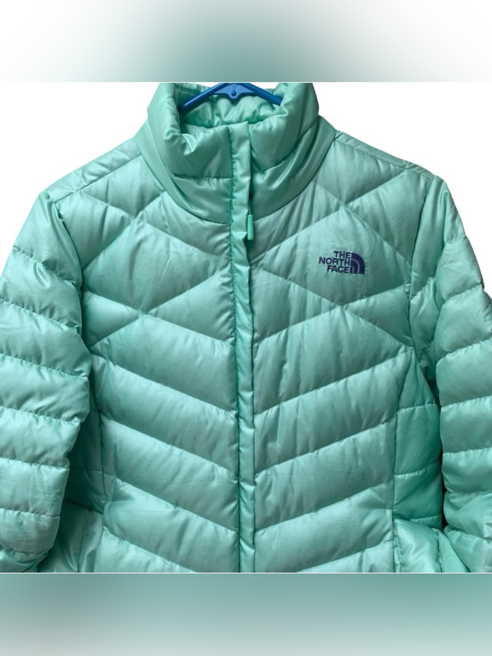 North Face Aconcagua 550 Puffer Jacket Down Filled Full Zip Mint Green Teal XL - Picture 3 of 5
